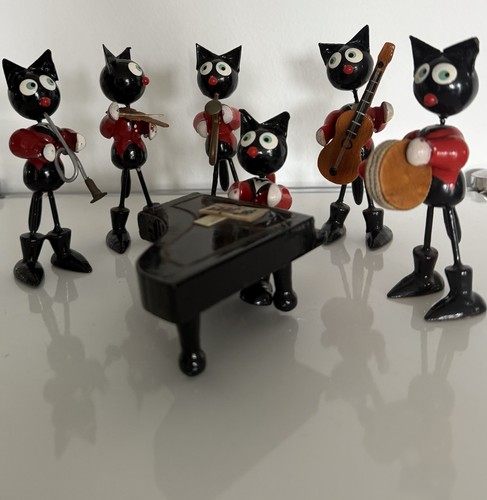Vintage katzen orchester - orchester, holz